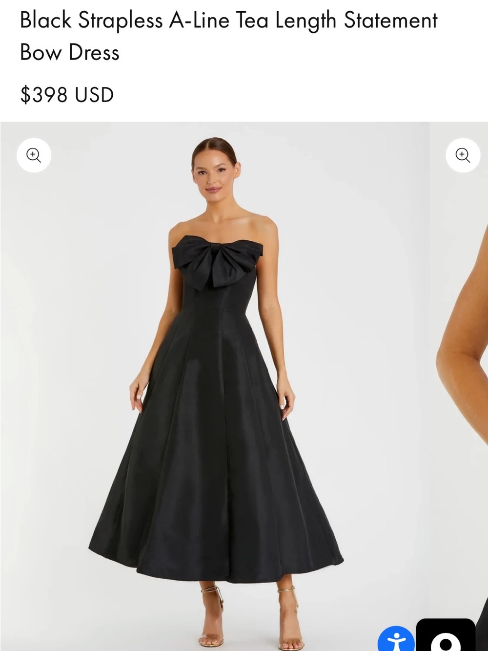 Mac Duggal Strapless Black Bow A-Line Evening Dress NWT